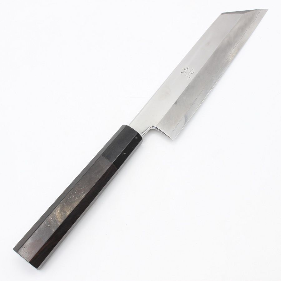 堺一文字光秀 煌 むきもの包丁 六寸 八角黒檀柄 鏡面 刃渡り180mm 和包丁