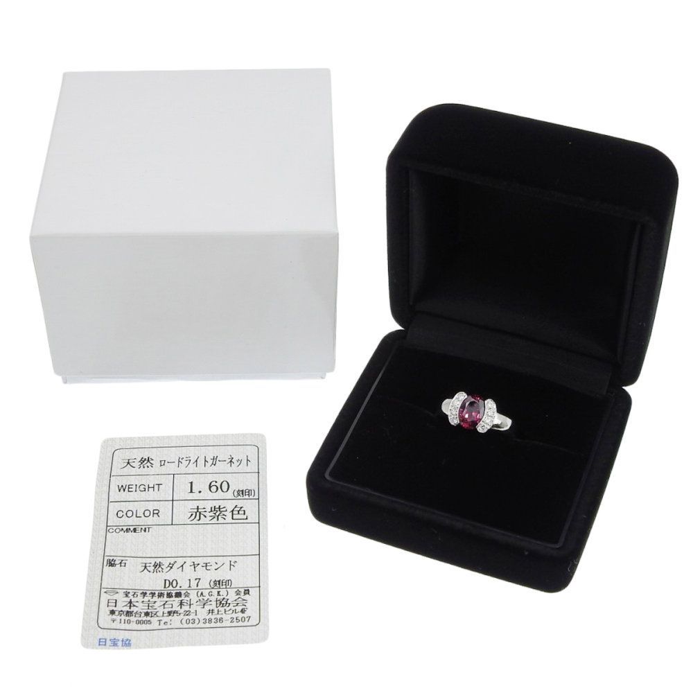 返品OK】1.60ct 天然ロードライトガーネット リング 9号 K18WG 新品 