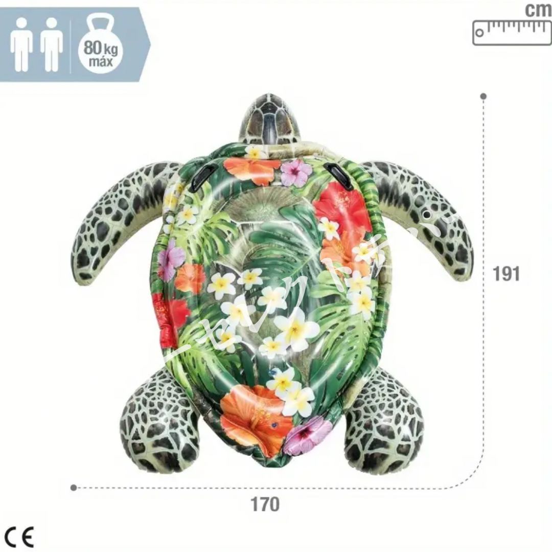 浮き輪 カメ柄ホイールライドオンデザイン インフレータブルタイプ ユニークカラフル外観 耐久性PVC構造 面白い個性派水上遊具 プール海水浴対応 リゾートレジャー用 子供大人兼用浮遊アイテム 安定構造サマーパーティー装飾グッズ カラフル グリーン