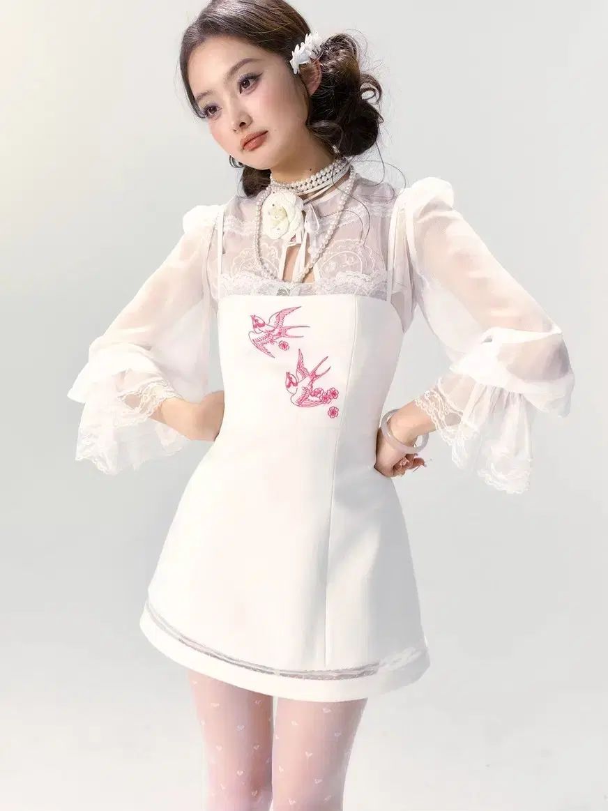 廃盤品 バレエコア 刺繍 レース ミニ ワンピース 白