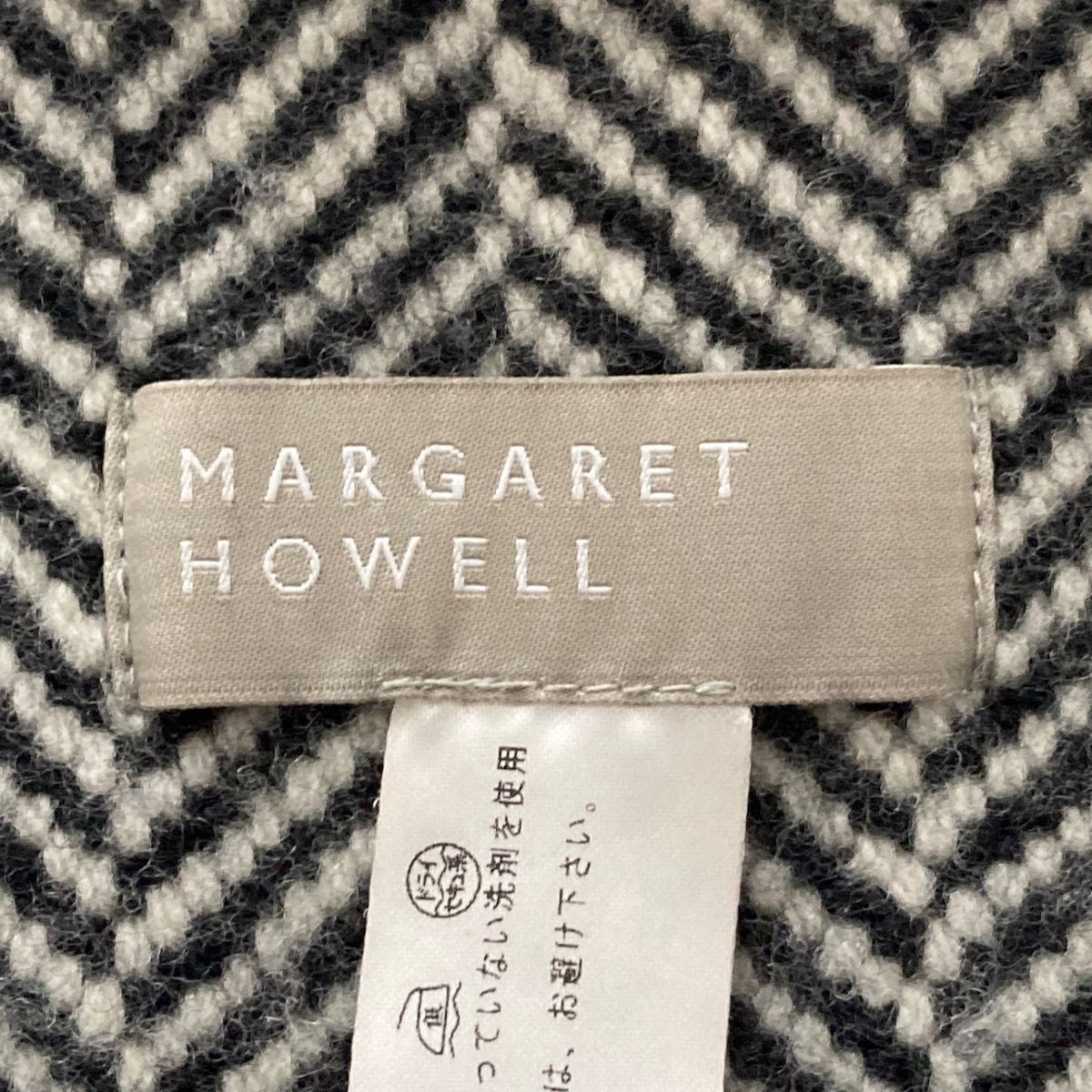 MargaretHowell(マーガレットハウエル) マフラー - アイボリー×黒 サンプル品 ウール