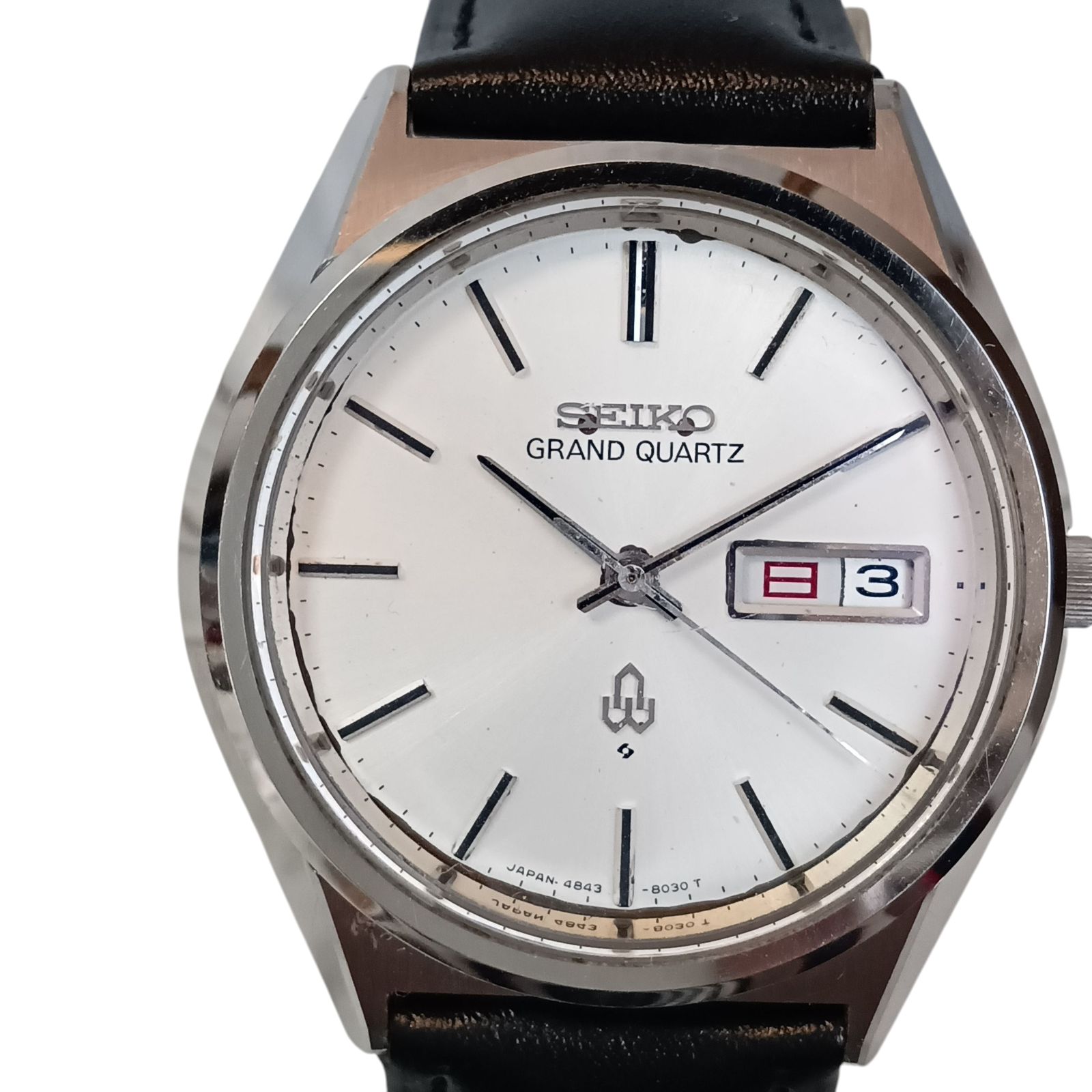 稼働】 セイコー グランドクォーツ SEIKO GRAND デイト 4843 稼働】 セイコー グランドクォーツ SEIKO GRAND デイト 4843