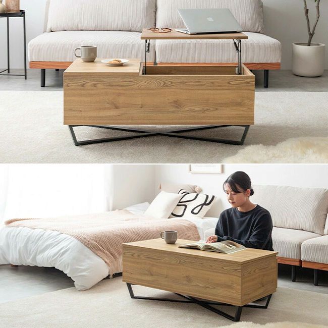 昇降式センターテーブル幅90 引出付 ローテーブル 石目調 木目調（1123） 昇降式センターテーブル幅90 引出付 ローテーブル 石目調 木目調