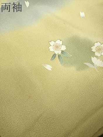 平和屋着物○訪問着 駒刺繍 雪輪舞桜 暈し染め 鬼しぼ縮緬 金彩 正絹  