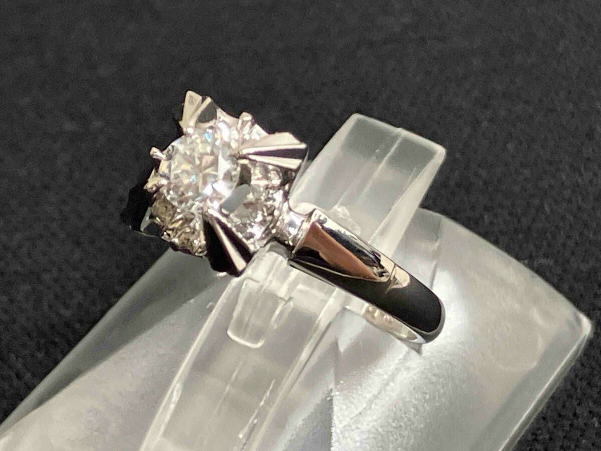 Pt850 プラチナ 9 9号 総重量3.9g ダイヤモンド D0.24ct リング 指輪 アクセサリー ソーティング付き