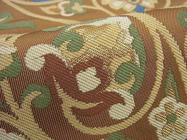 平和屋1■極上　西陣　川島織物謹製　六通柄　本袋帯　花鳥更紗　金糸　逸品3s1035