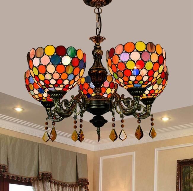 ステンドグラスペンダントライト 豪華天井照明ステンドグラスランプ