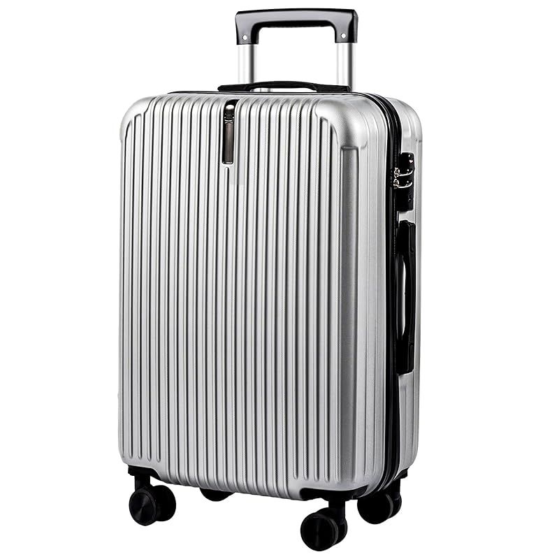 スーツケース キャリーケース 静音 TSAローク搭載 旅行 出張 シルバー M スーツケース キャリーケース 静音 TSAローク搭載 旅行 出張 シルバー M