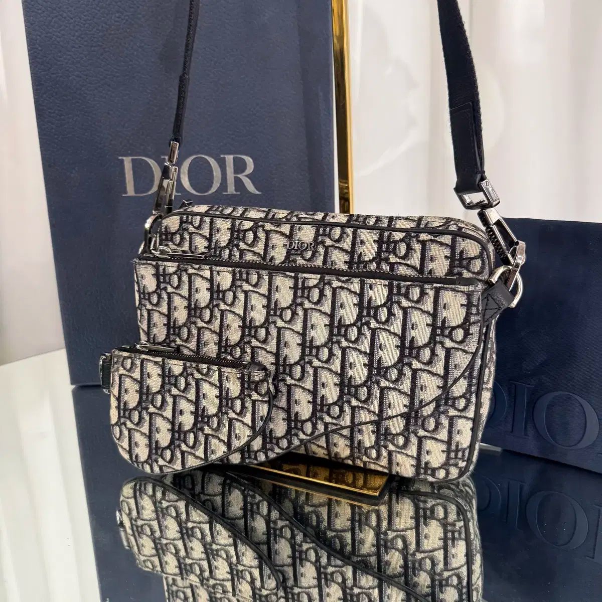 ディオール オブリーク トリプル ポーチ クロスバッグ