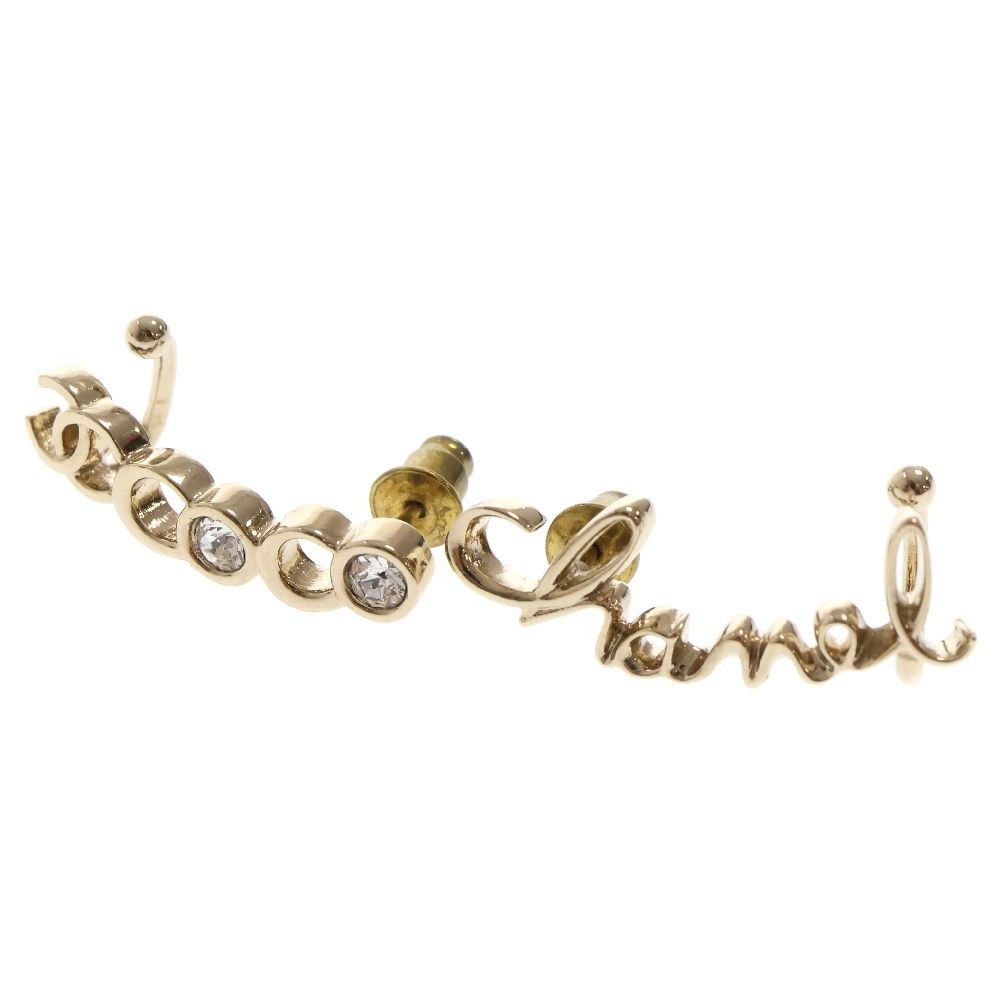 CHANEL シャネル ココマーク シグネクチャー ピアス GP ラインストーン マメ有 アクセサリー A22P