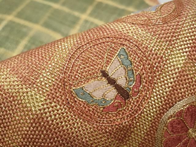 平和屋着物●ひなや工房　くむ・あむ・おる　伊豆蔵明彦　組織　太鼓柄袋帯　総刺繍　駒刺繍　花鳥丸文　正絹　逸品　CAAT8368hy 平和屋着物○ひなや工房 くむ・あむ・おる 伊豆蔵明彦 組織 太鼓柄袋帯