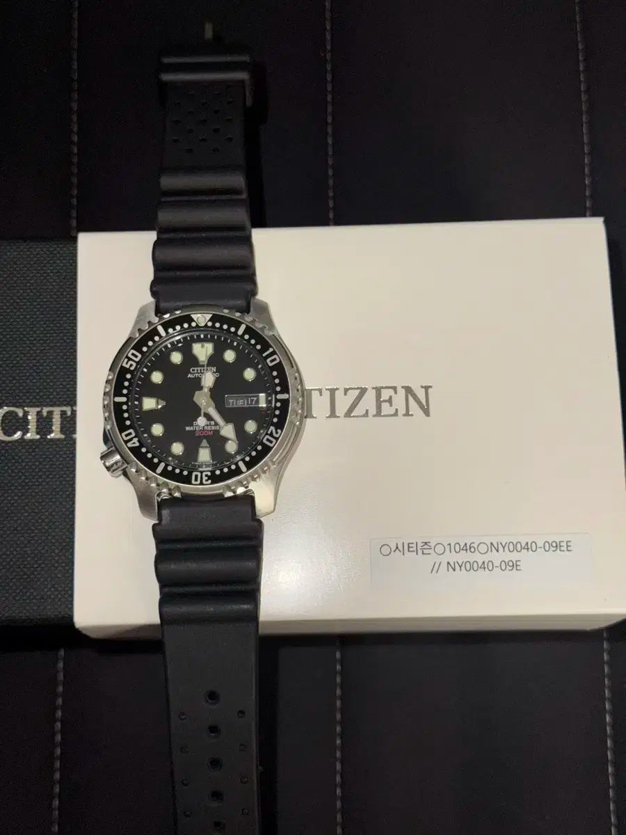 CITIZEN シチズン NY0040 ー 09EE フグ 黒文字盤 ほぼ