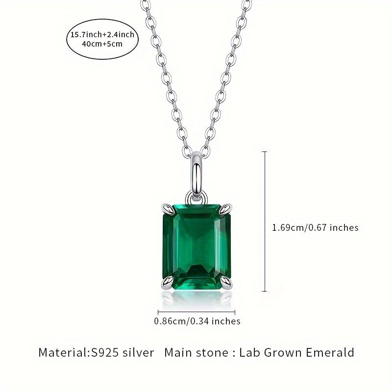 ラボ栽培エメラルドネックレスペンダント 925スターリング