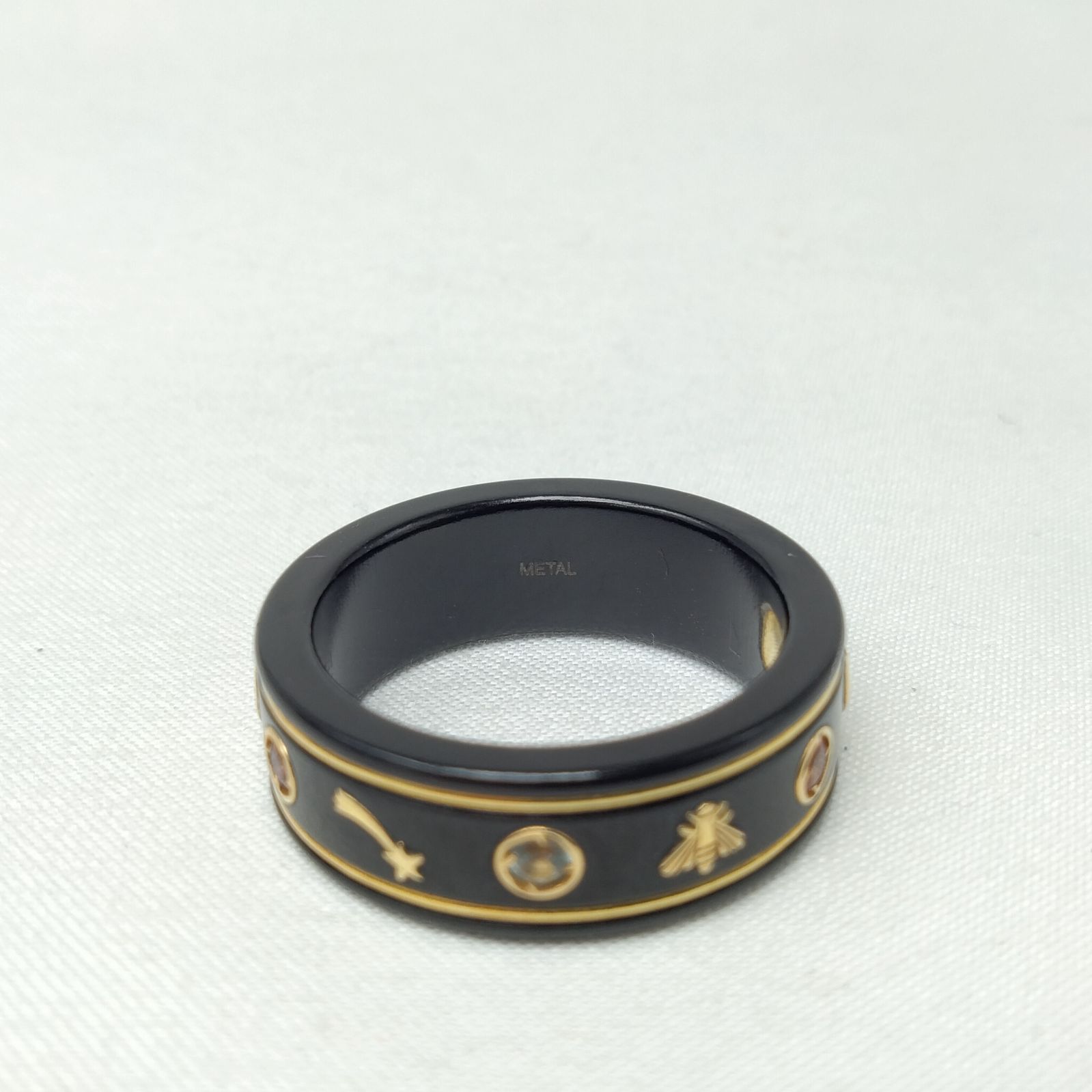 ✨️GUCCI✨️グッチ アイコンリング 750YG/ブラックシンセティック  