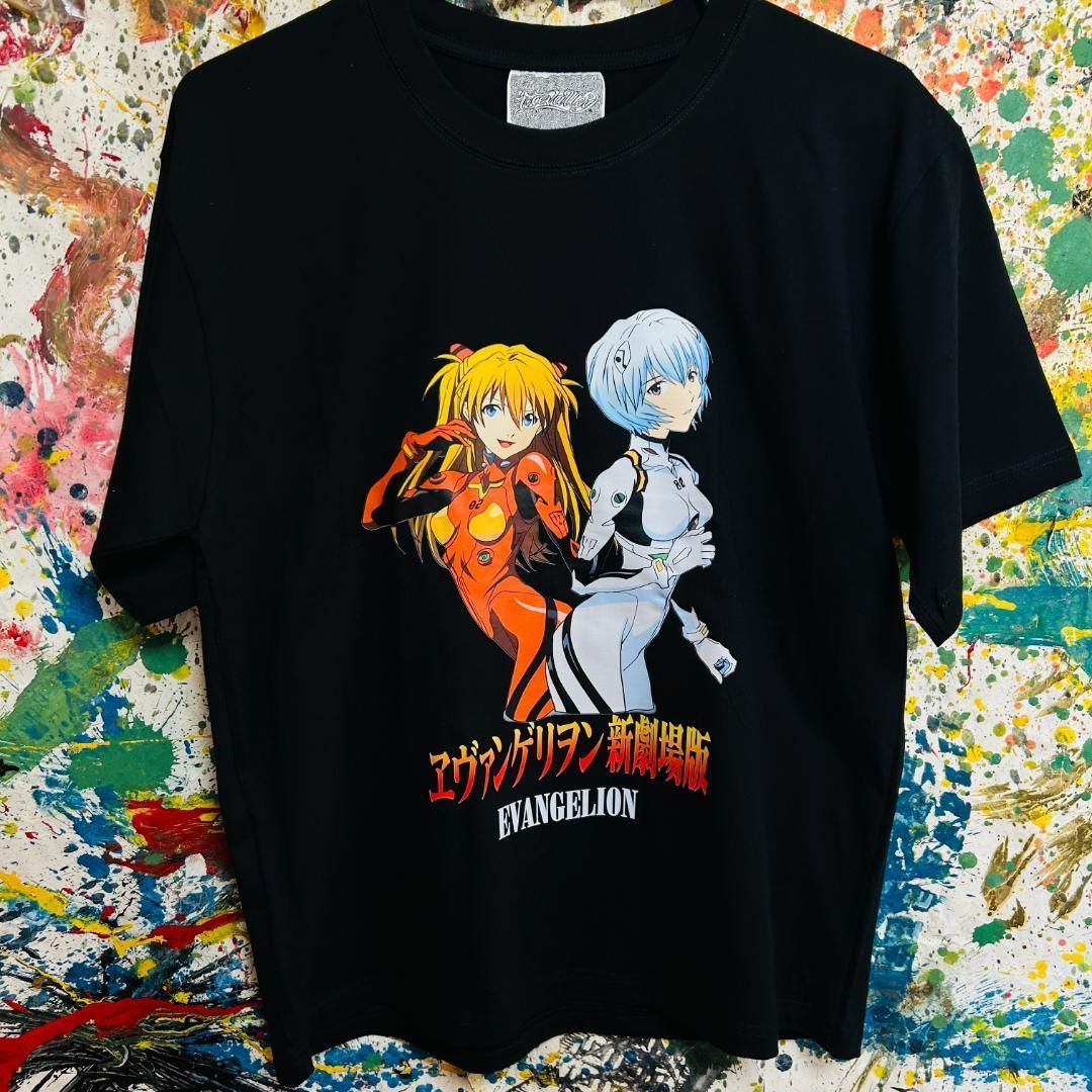 エヴァンゲリオン レトロ リプリント Tシャツ 半袖 メンズ 新品 個性的 黒 ブラック ティーシャツ 葛城ミサト 渚カヲル 綾波レイ - メルカリ