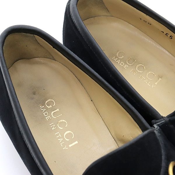 広尾店】グッチ GUCCI ホースビットスエード ローファー 黒 G