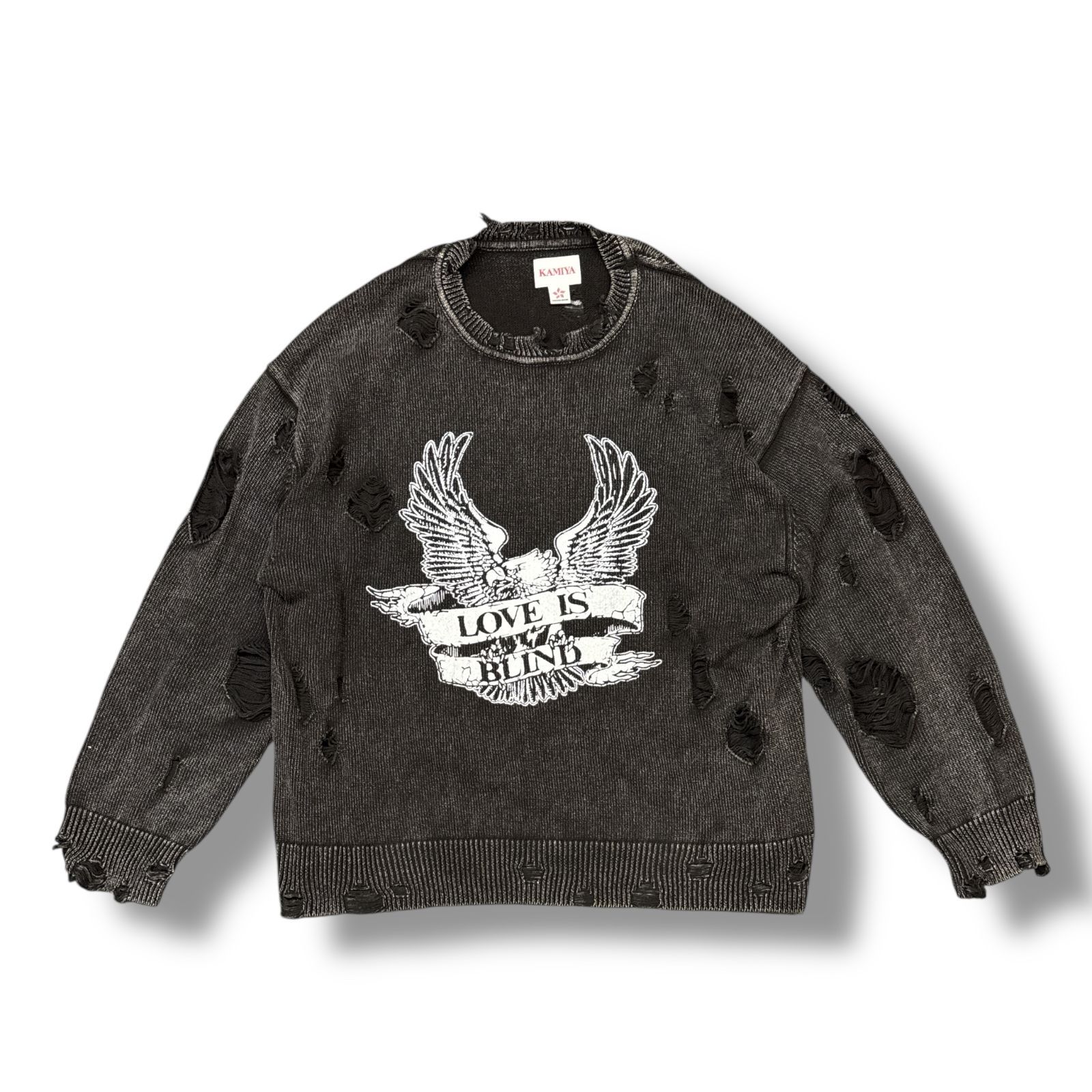 KAMIYA 24AW Bleached Print Knit Sweater ブリーチ プリント ニット