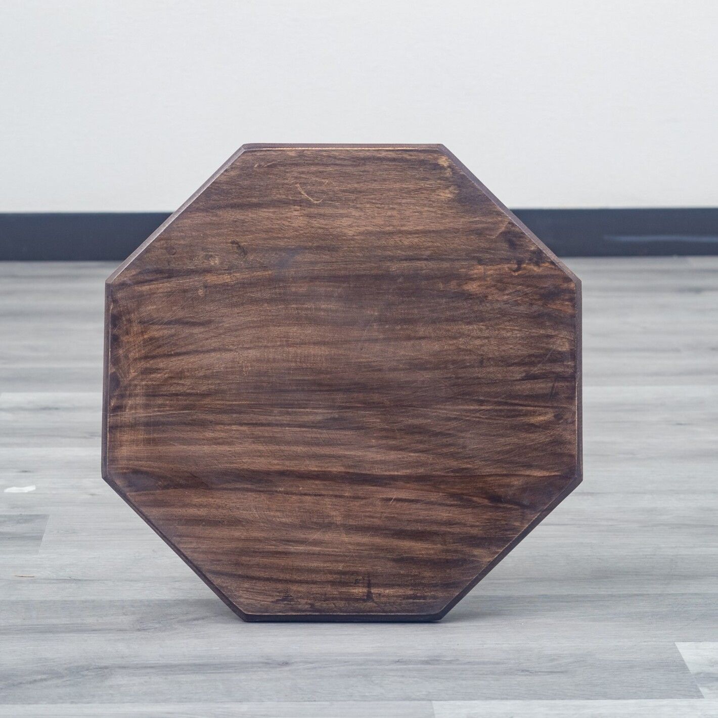 凛　アンティーク調　木製八角形サイドテーブル サイドテーブル コンパクト おしゃれ スリム 北欧 ベッド モダン 八