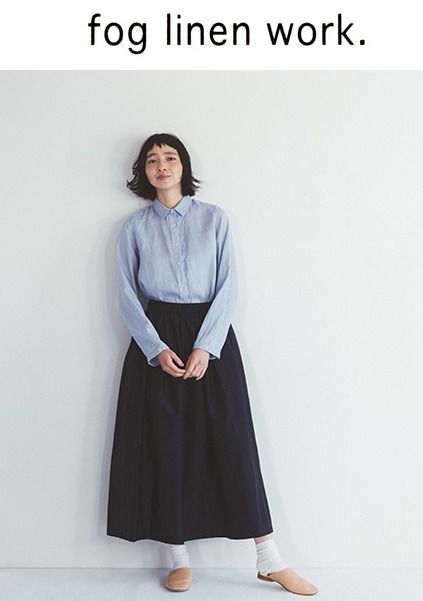 fog linen work フォグリネンワーク MISTUKI SKIRT NAVY ミツキ