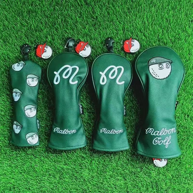 malbon golf マルボンゴルフ クラブ ヘッドカバー 1 3 5 UT 4点セット ゴルフヘッドカバー グリーン