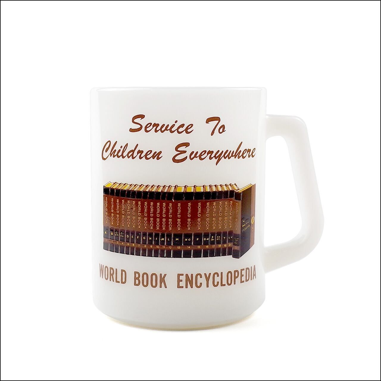 Federal Mug Cup WORLD BOOK ENCYCLOPEDIA フェデラル マグカップ ミルクガラス 百科事典 ヴィンテージ アメリカ 1960s-70s