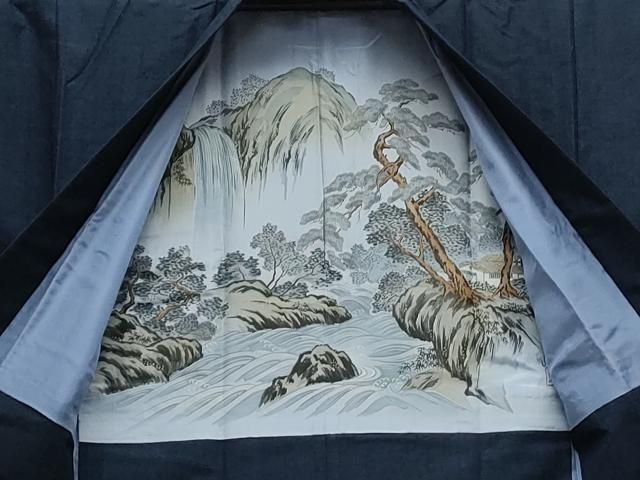 平和屋着物○男性 本場真綿結城紬 アンサンブル 霞文 証紙付き 正絹