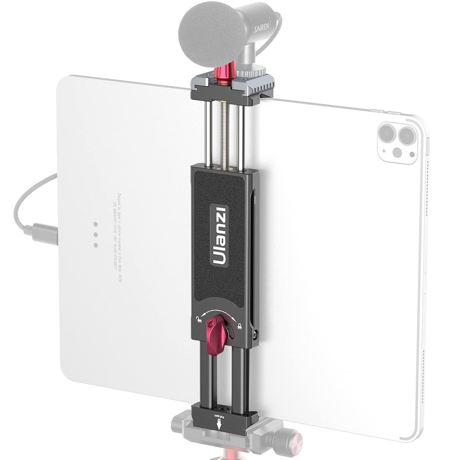 【人気商品】調整可能 支持10-23cm幅 クリップ iPad ホットシューマウント1/4インチネジとAcra iPad iPad iPad iPad Swiss( iPad 用の Tab アルカスイス)レール付き iPhone/Galaxy 12.9'' 1