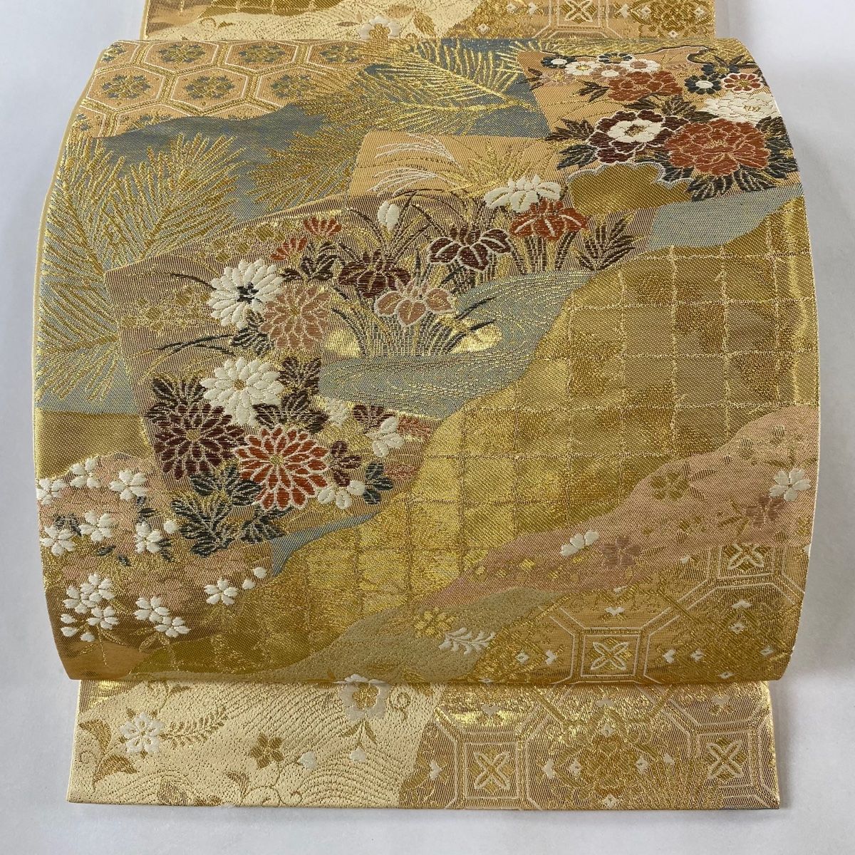 ［六通］　袋帯　中古美品　松皮重ね寛文小袖　　430cm       O-198 六通］ 袋帯 中古美品 松皮重ね寛文小袖 430cm O-198 - メルカリ