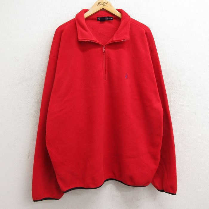 XL/古着 ノーティカ 長袖 ブランド ハーフジップ フリース ジャケット メンズ 90s ワンポイントロゴ 大きいサイズ 赤 レッド 24oct04 中古 