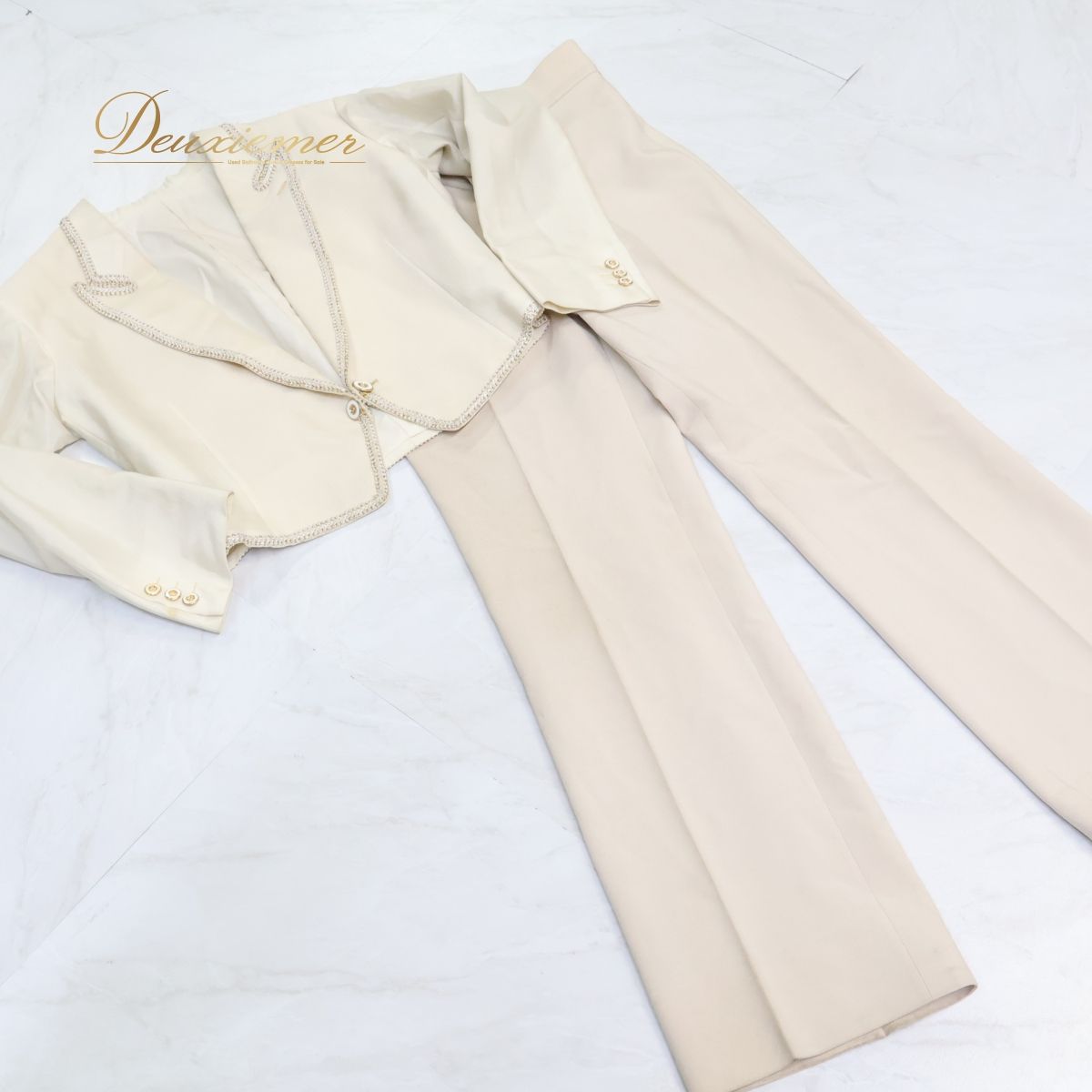 【社交ダンス衣装】アイボリー tailor Fukuyama 上下セット ツーピース メンズ 男性 ダンス ジャケット スラックス ジャズ 社交ダンス衣装】アイボリー tailor Fukuyama 上下セット
