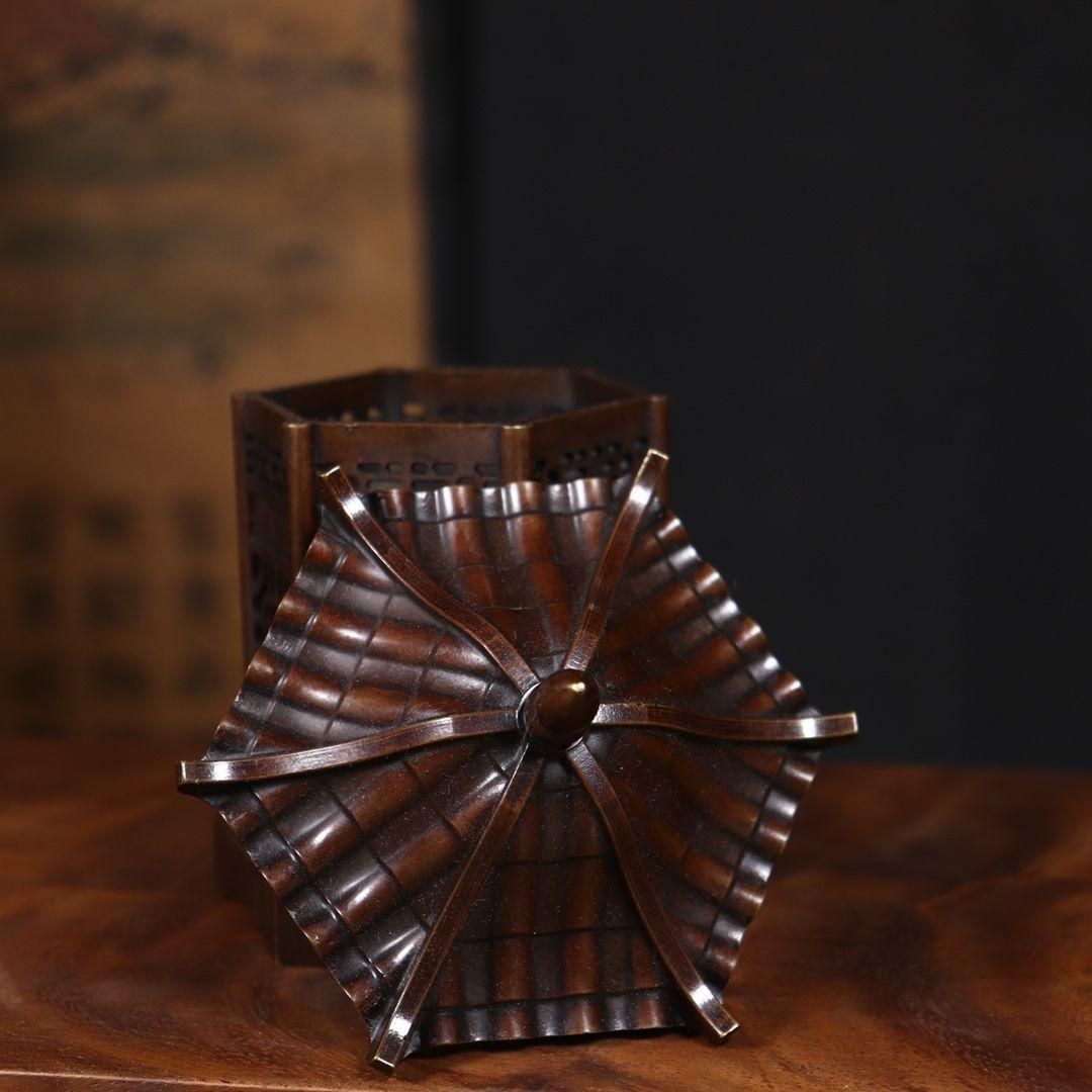 銅器 亭子薫香炉 茶道具 香道具 蓋置 置物 工芸品 美術品 置物 亭子