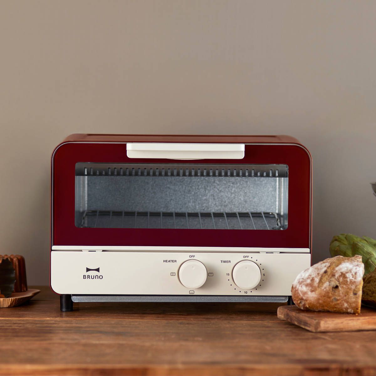 BRUNO オーブントースター バイカラー （ ブルーノ トースター 2枚 トースト 受け皿付き おしゃれ コンパクト 1人暮らし 2枚焼き トレイ付き  タイマー付き ヒーター 切替3段階 焼く 朝食 朝食作り レトロ キッチン家電 調理家電 ） - メルカリ, image size:1200x1200