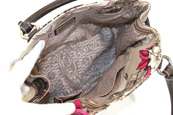 フェラガモ ハンドバッグ ベージュ ダークブラウン 中古 - メルカリ