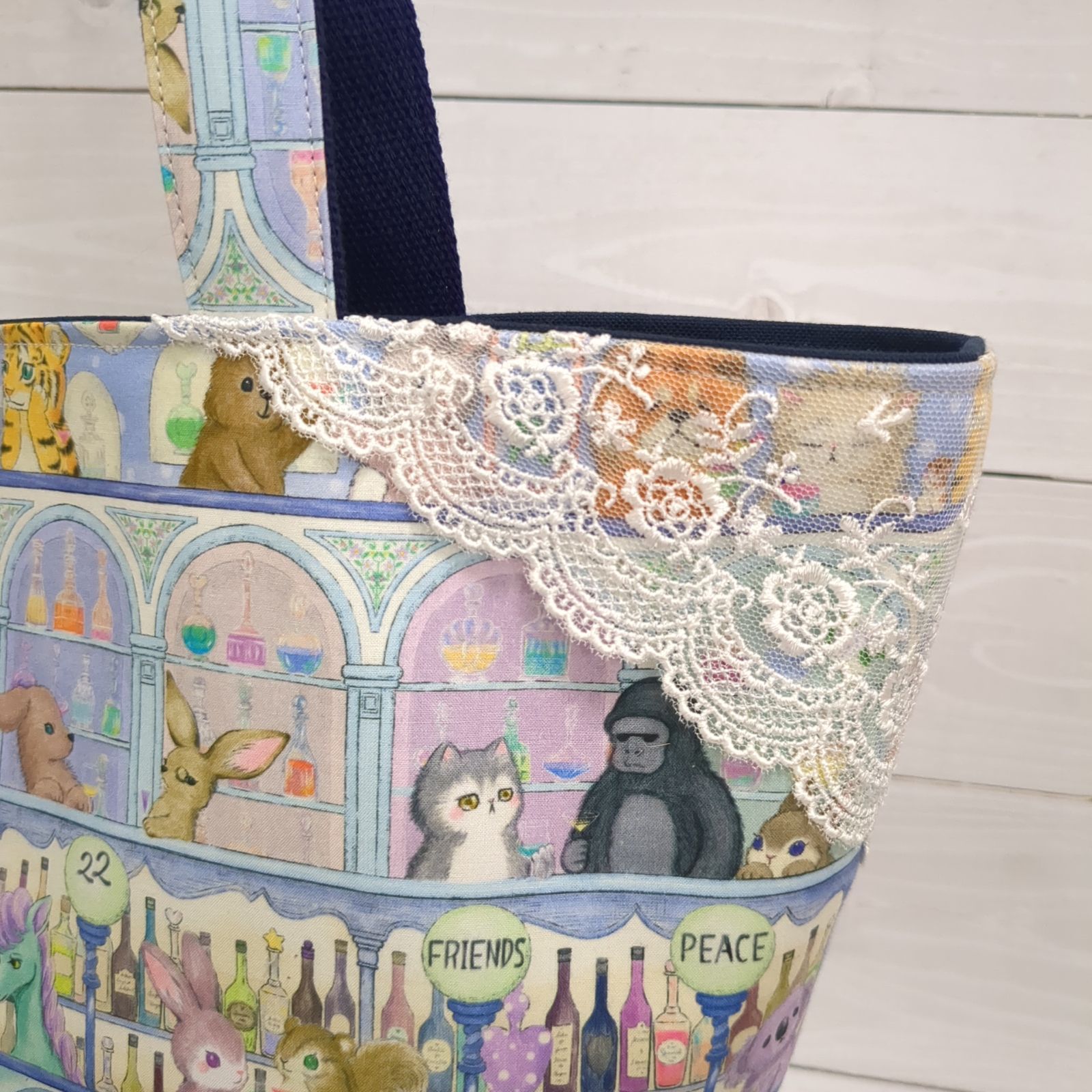 1532.ハンドメイド 18.5cmがま口バッグ yukiemon パンダ倶楽部