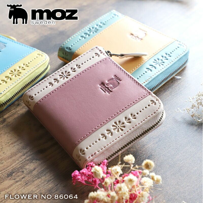 moz モズ FLOWER フラワー L字ファスナー財布 小さい財布 ミニ財布 小銭入れあり 86064