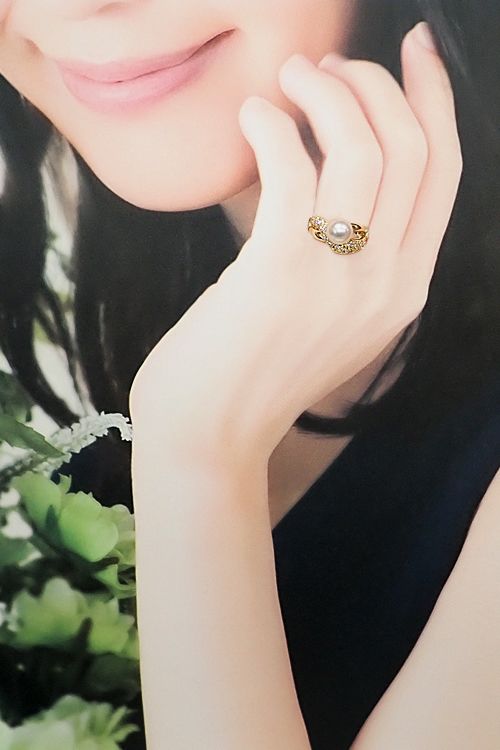 タサキ 田崎真珠 アコヤ真珠 リング ダイヤモンド K18イエローゴールド  