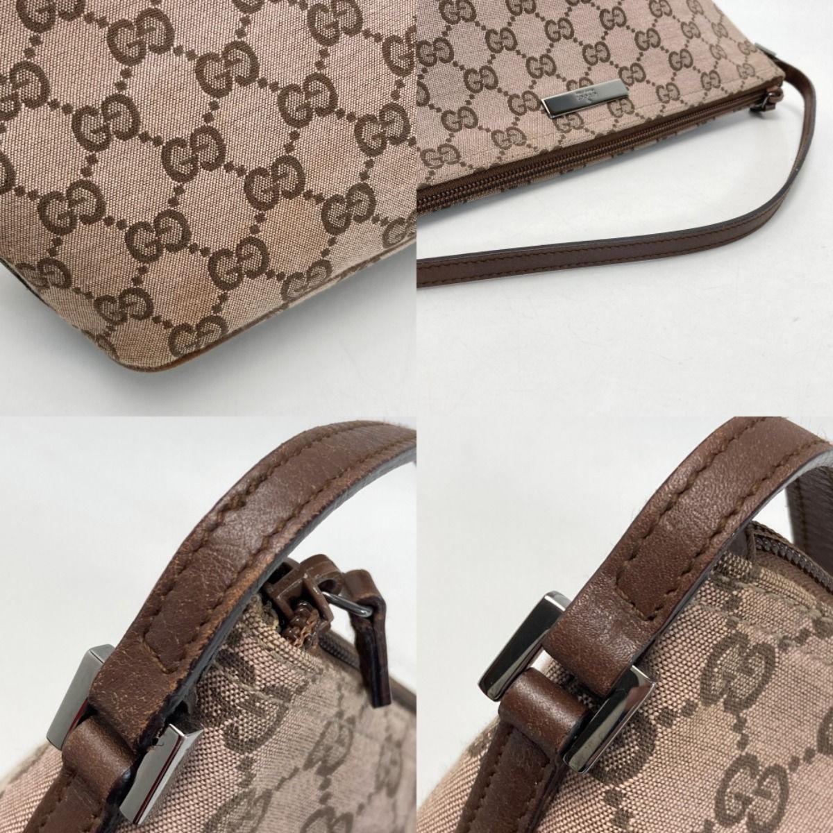 【良品】【グッチ】アクセサリーポーチ ハンドバッグ GGキャンバス レザー GUCCI - GUCCI グッチ GGキャンバスアクセサリーポーチ 039.1103