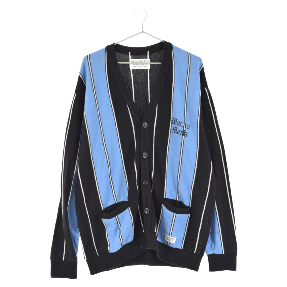 トップス WACKO MARIA STRIPED KNIT CARDIGAN WACKOMARIA ワコマリア STRIPED CARDIGAN(BLUE)