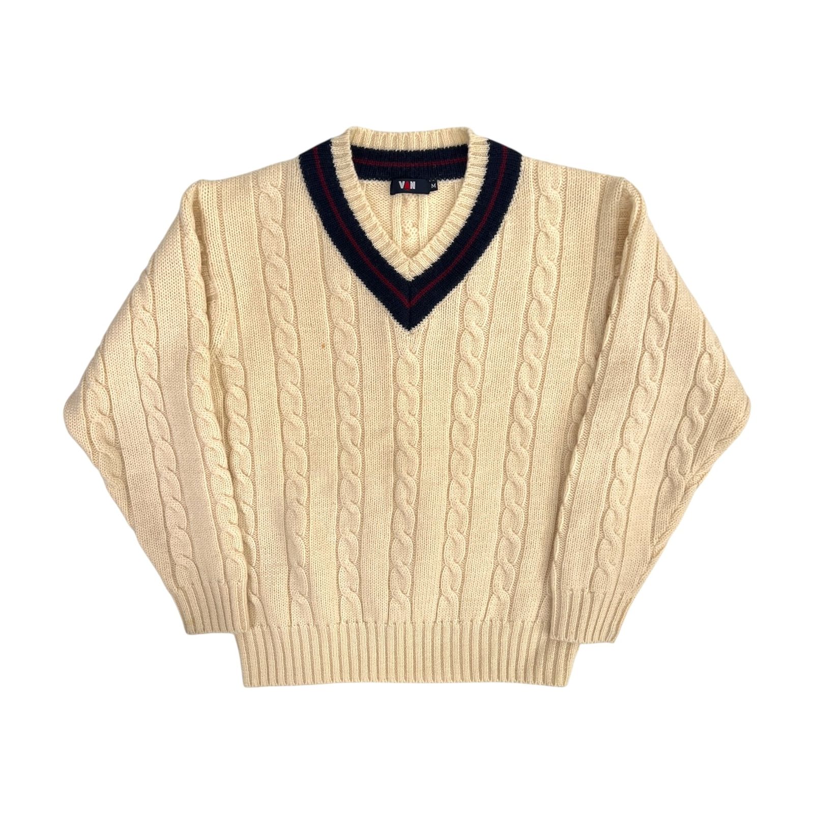 VAN JAV ヴァンヂャケット Vネック ケーブルニット セーター M