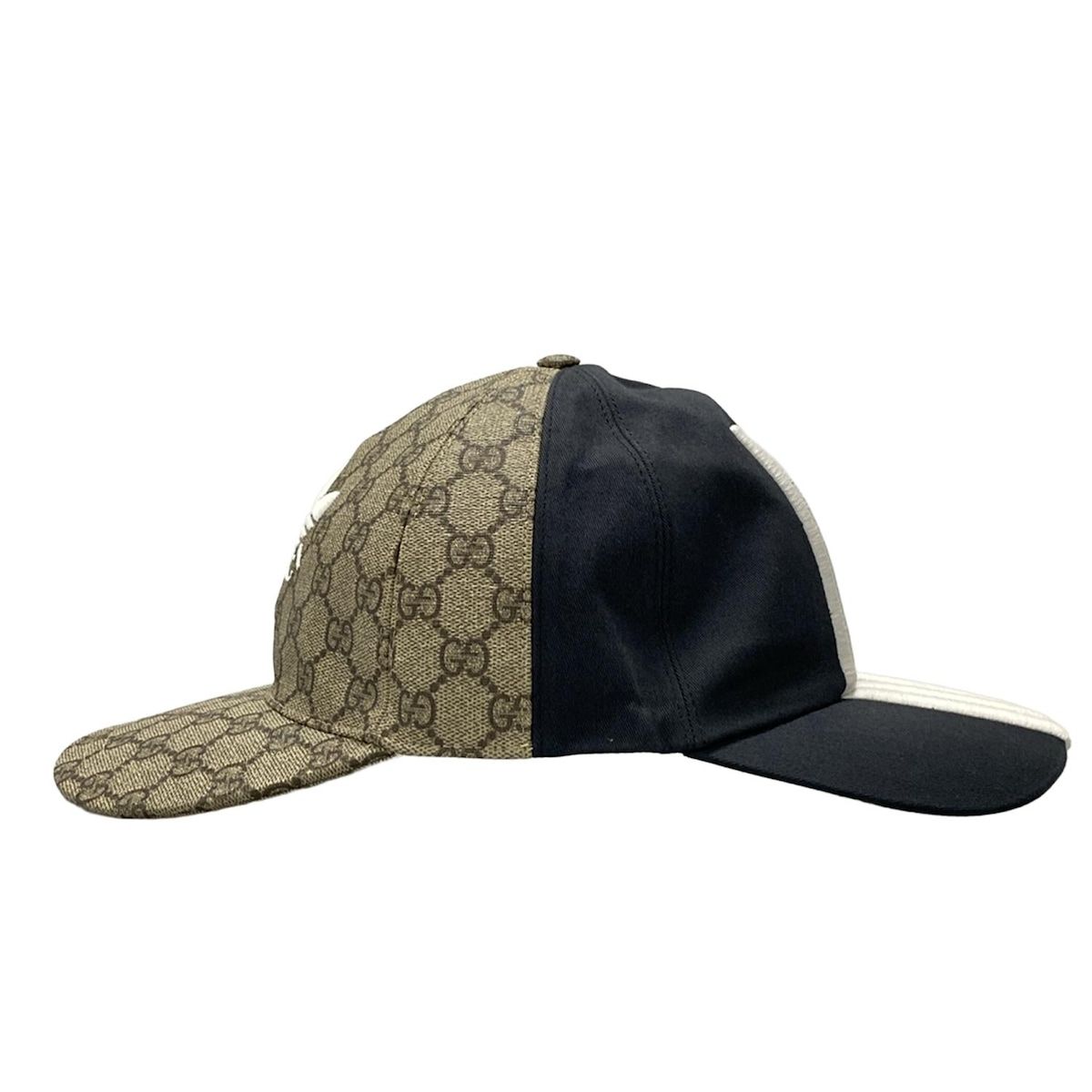 GUCCI グッチ キャップ L 59cm 719406 黒×ベージュ×マルチ adidasコラボ|ダブルサイド コットン