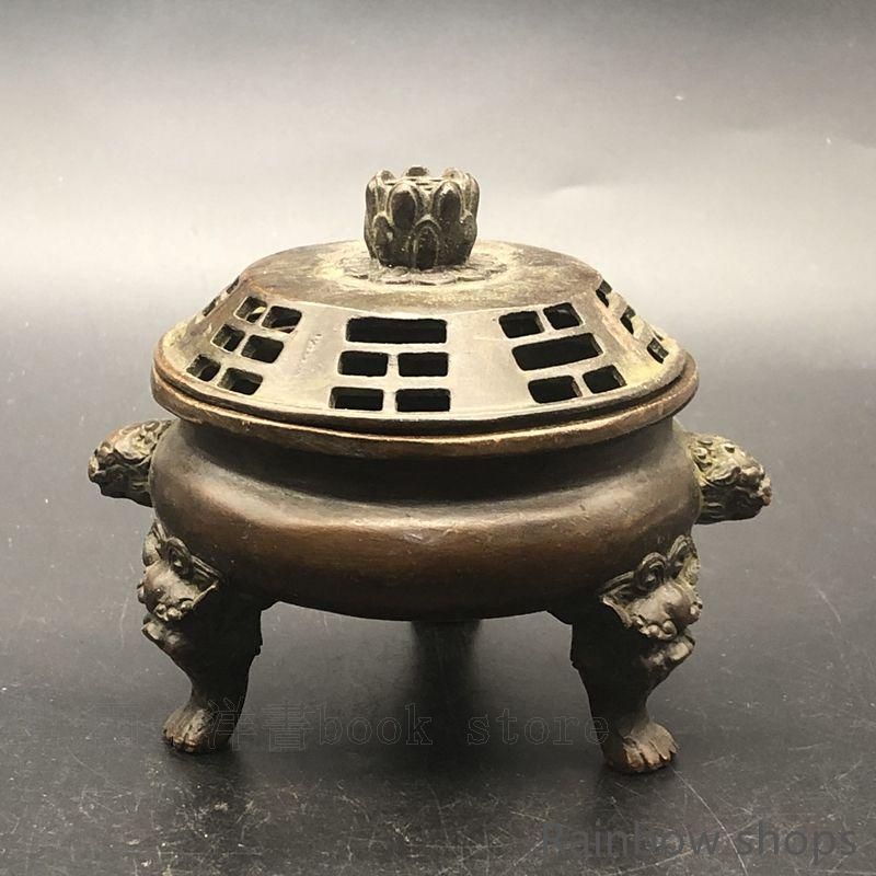 三足象耳 三面獅頭薫香炉 九龍聚宝盆香炉 装飾品 工芸品 美術品 置物 新品未使用】銅器 三足双獅頭香炉 蓮華蓋薫香炉 茶道薫香炉 装飾