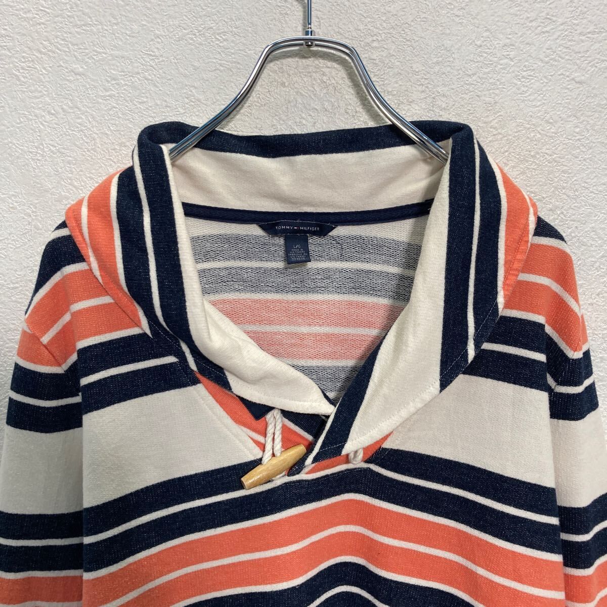 TOMMY HILFIGER ロゴ スウェット トミーフィルフィガー L ボーダー 古着卸 アメリカ仕入 a609-6889