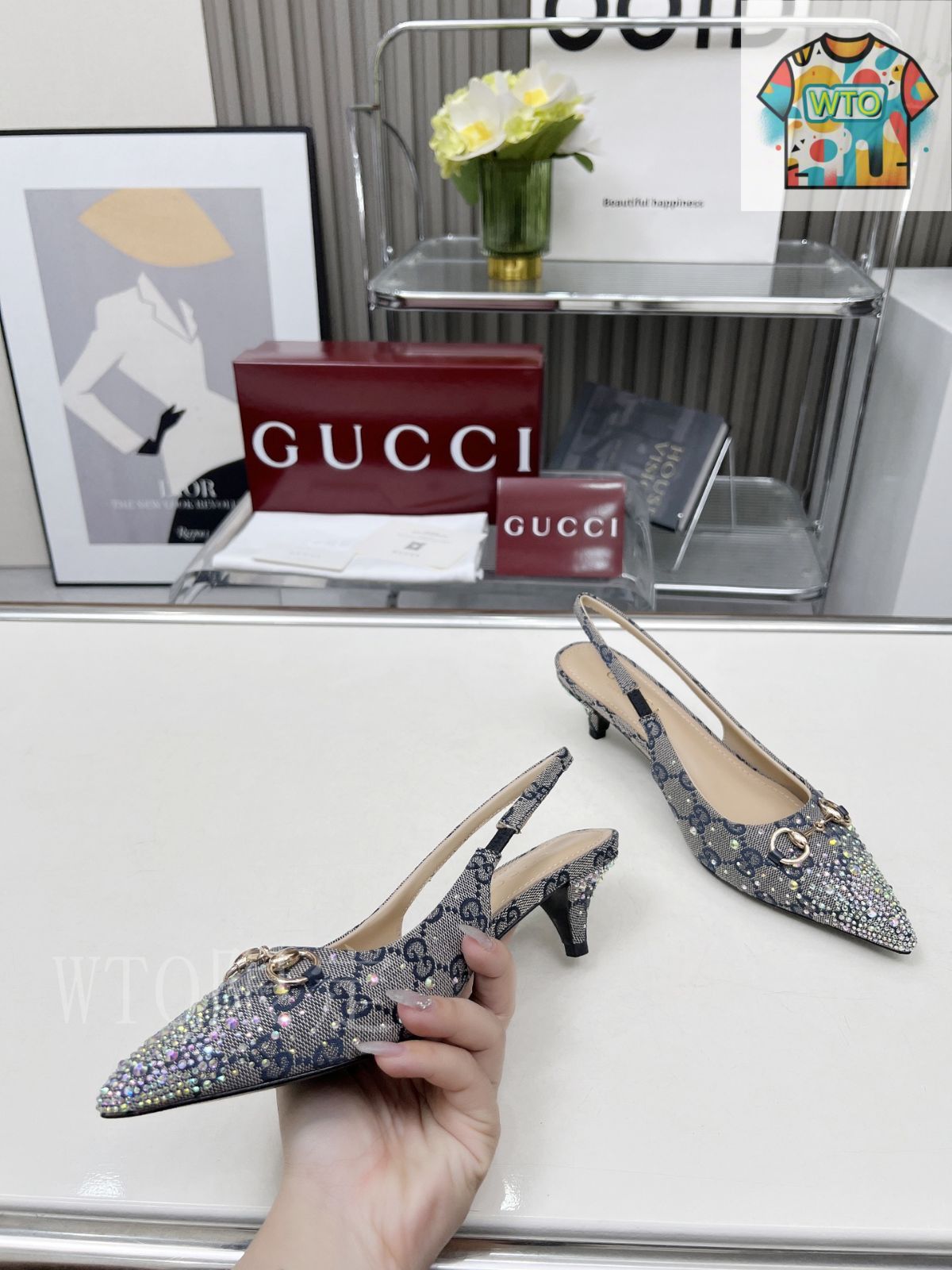 GUCCI 美品　ヒール Gucci 水鑽ハイヒールシューズ11-2 - メルカリ