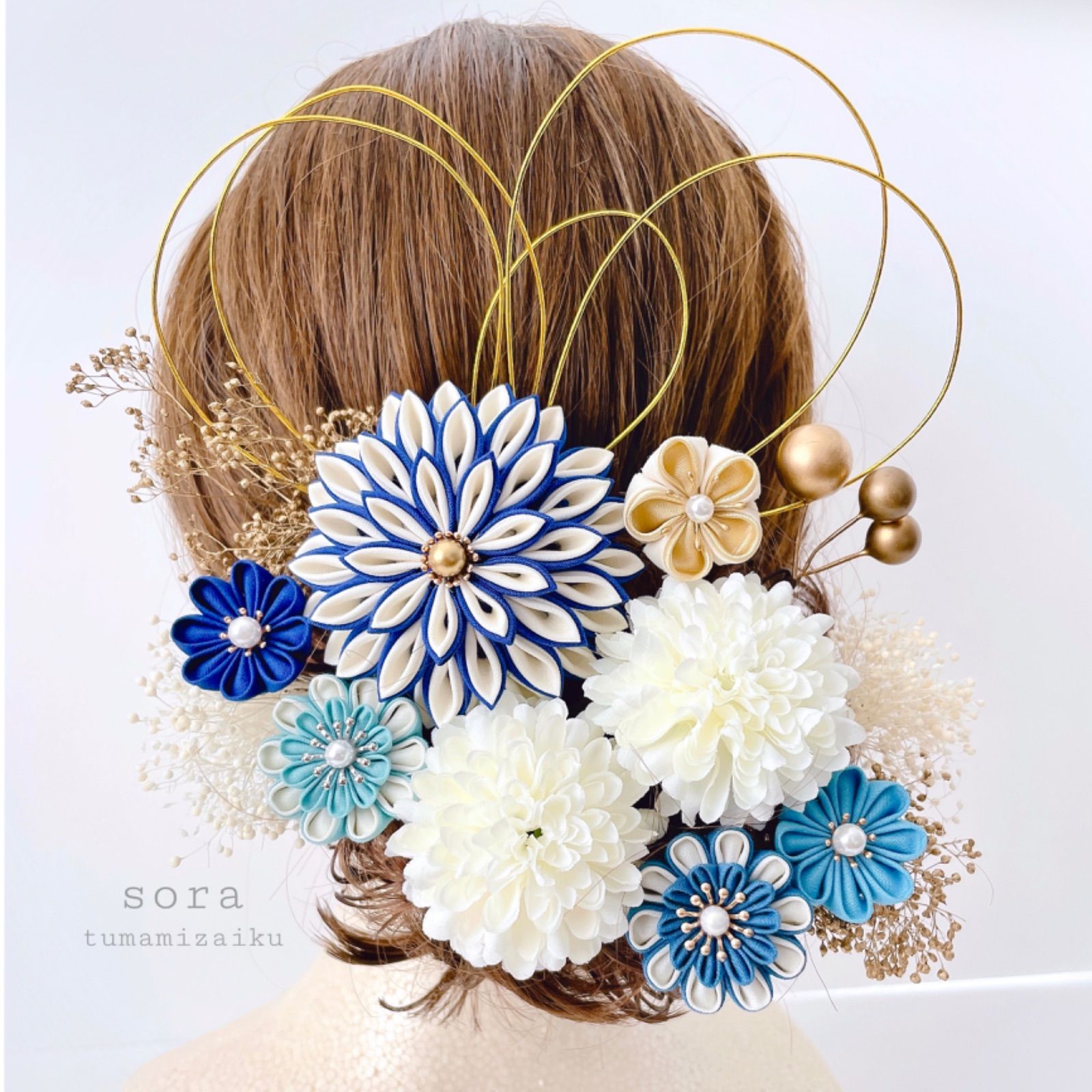 YOKANG 沖縄 花柄サイドレース ワンピース 鶴リボン 琉球紅型