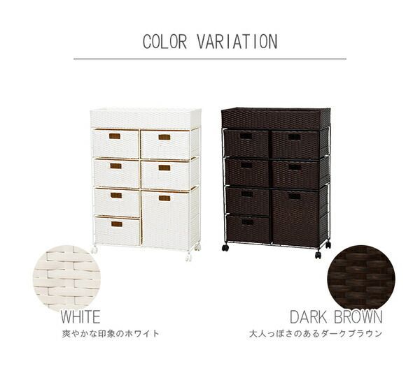 ランドリーラック/洗濯用品 【ダークブラウン 引出し7杯】 幅