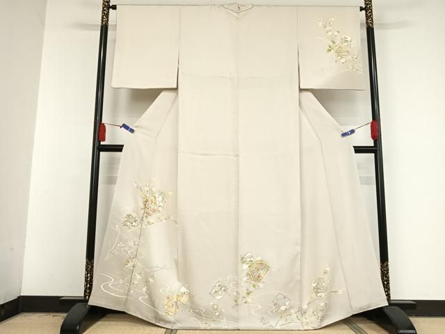 平和屋着物●訪問着 駒刺繍 色紙花文 金糸 金彩 正絹 AAAV9120np