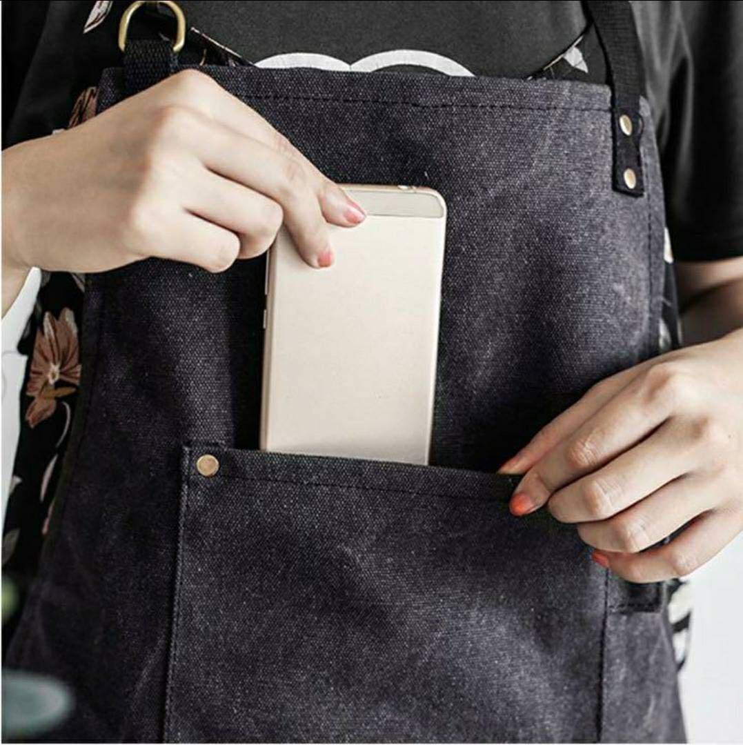 エプロン ブラック 黒 カフェ レディース ワーク DIY メンズ 