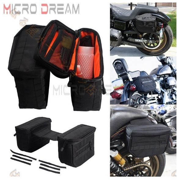 Harley Dyna Sportster Softail サイドバッグ ナイロン製マフラー サドルバッグ｜旅行バッグに最適｜簡単取り付け