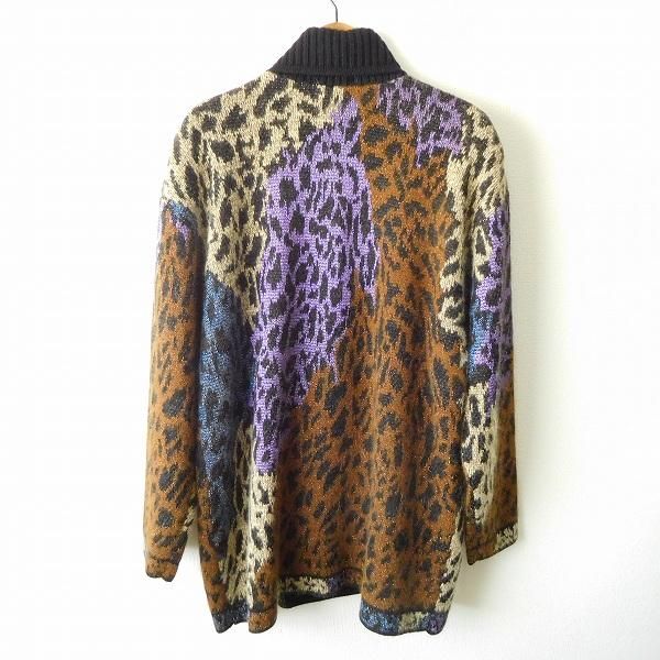 ◾️【中古】LEONARDレオナール マルチカラー ジャケット サイズ：M wpc レオナール LEONARD ジャケット M 黒 マルチ ニット ヒョウ柄 タグ