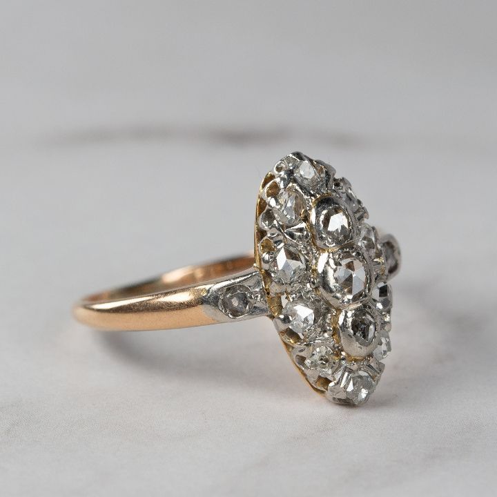 アンティーク ローズカットダイヤモンドのマーキーズリング - メルカリ